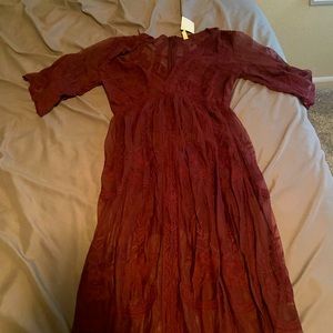 Womens Burgundy V-Neck Maxi Romper